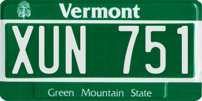 VT license plate XUN751