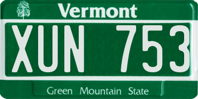 VT license plate XUN753