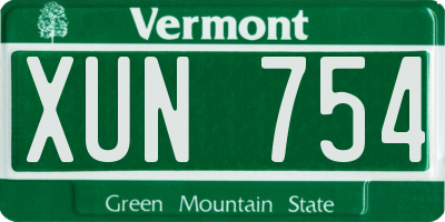 VT license plate XUN754