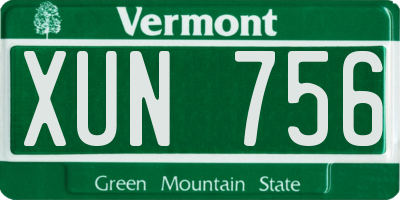 VT license plate XUN756