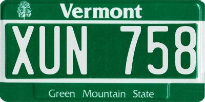 VT license plate XUN758