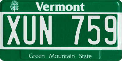 VT license plate XUN759