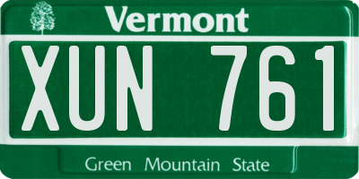 VT license plate XUN761