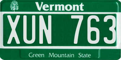 VT license plate XUN763