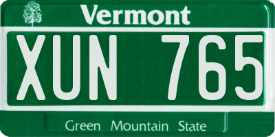 VT license plate XUN765