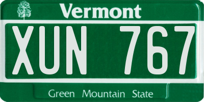 VT license plate XUN767