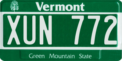 VT license plate XUN772
