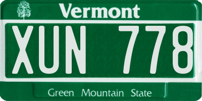 VT license plate XUN778