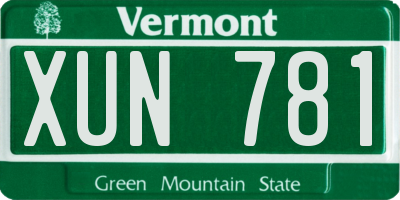 VT license plate XUN781