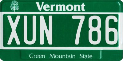 VT license plate XUN786