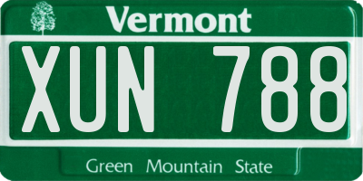 VT license plate XUN788