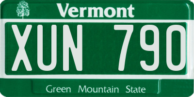VT license plate XUN790