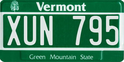 VT license plate XUN795