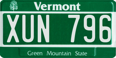 VT license plate XUN796