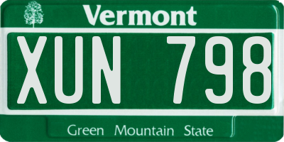 VT license plate XUN798