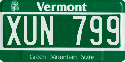 VT license plate XUN799