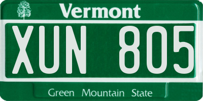 VT license plate XUN805