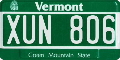 VT license plate XUN806