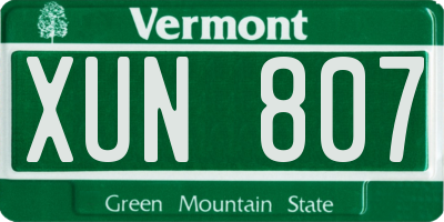 VT license plate XUN807