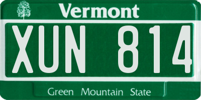 VT license plate XUN814