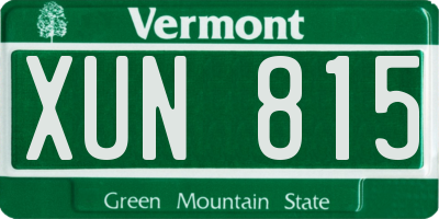 VT license plate XUN815
