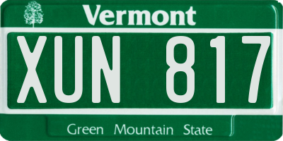 VT license plate XUN817