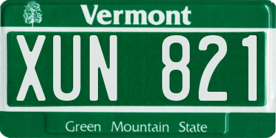 VT license plate XUN821