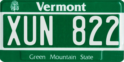 VT license plate XUN822