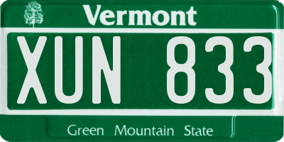 VT license plate XUN833