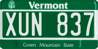 VT license plate XUN837