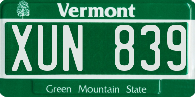 VT license plate XUN839