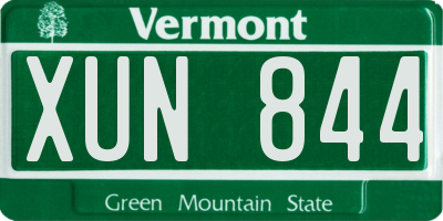 VT license plate XUN844