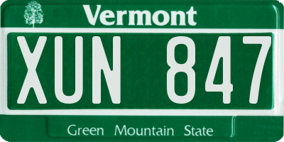 VT license plate XUN847