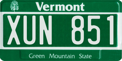 VT license plate XUN851