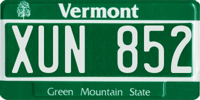 VT license plate XUN852