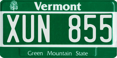 VT license plate XUN855