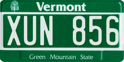 VT license plate XUN856