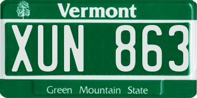 VT license plate XUN863