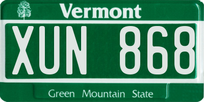 VT license plate XUN868