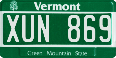 VT license plate XUN869