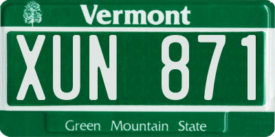 VT license plate XUN871
