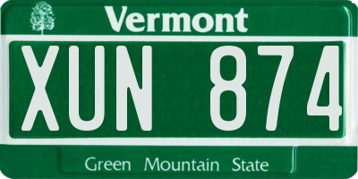 VT license plate XUN874