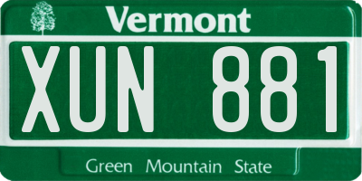 VT license plate XUN881