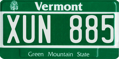 VT license plate XUN885