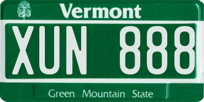 VT license plate XUN888