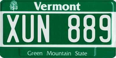 VT license plate XUN889