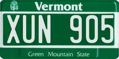 VT license plate XUN905