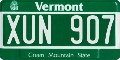 VT license plate XUN907