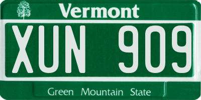 VT license plate XUN909