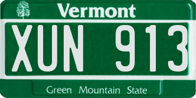VT license plate XUN913